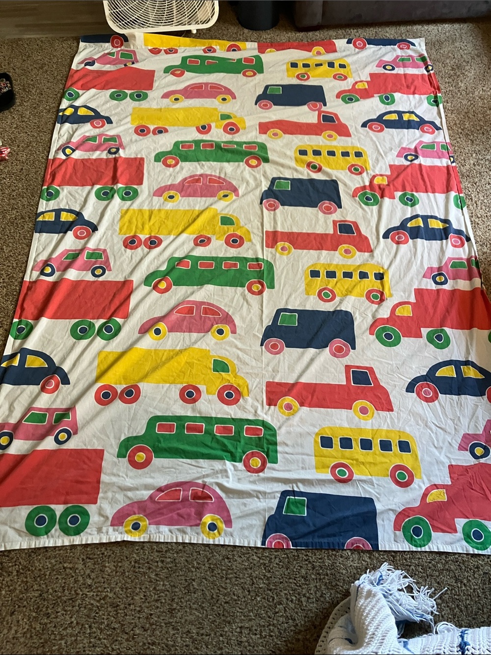 Marimekko Kids Cars and truck vintage 1970s Sheet boo Bo Dan rivers twin flat